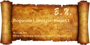 Bogosavljevics Nanett névjegykártya